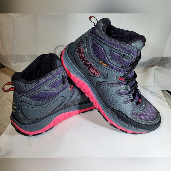 Hoka Women's One One Tor Tech Gray Black Pink Purple Hiking Shoes Size 9 - Picture 9 of 12